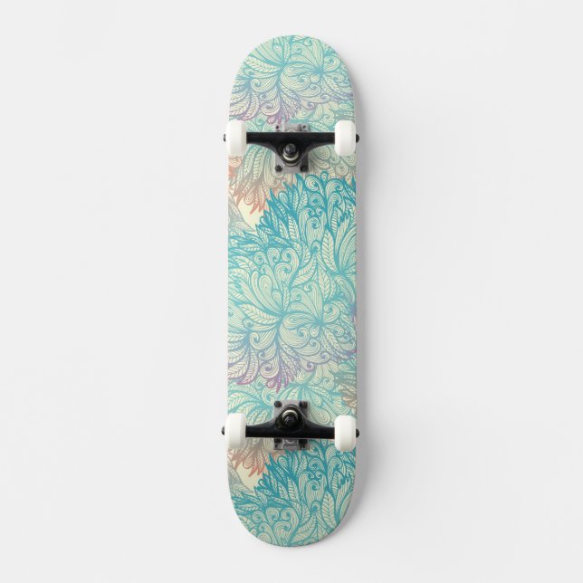 Blom- klottermönster för multifärgad skateboard bräda 20 cm (Framsida)