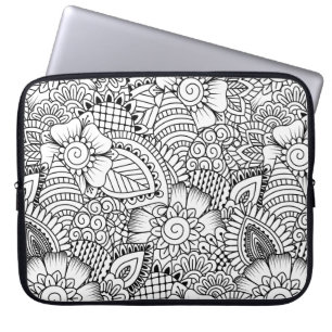 Blom- klottermönster laptop sleeve