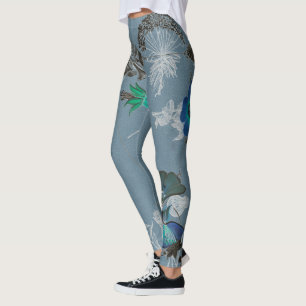 Blom- konstdamasker - blått Ferdinand Leggings