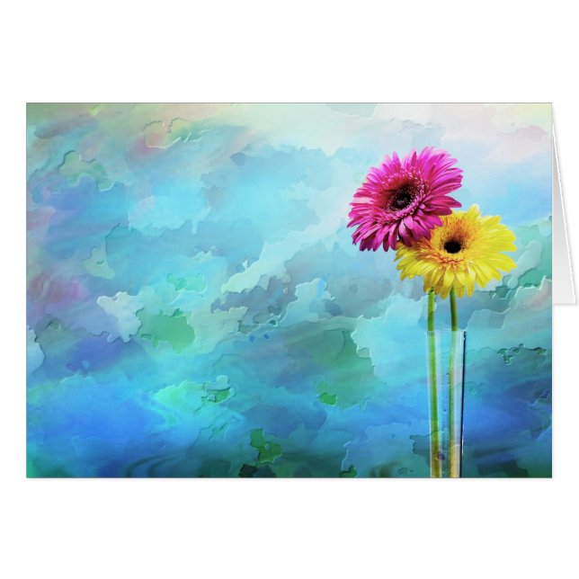 Blom- konstnärlig design hälsningskort (Framsidan Horizontal)