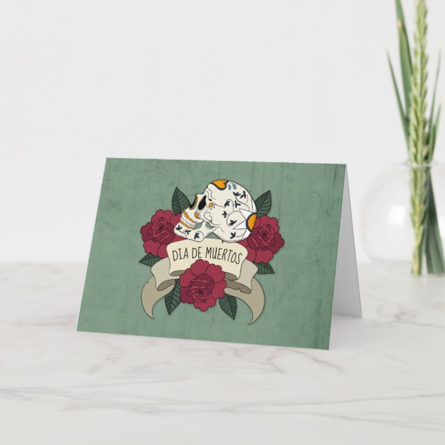 Blom- kort för sockerSkalle Diameter de Muertos (Framsida)