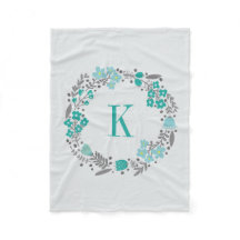 Blom- kran för personlig & Monogramkrickagrå färg