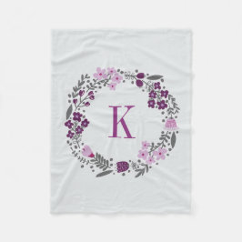 Blom- kran för personlig & Monogramlilagrå färg Fleecefilt