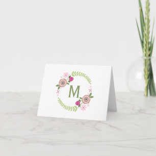 Blom- kranMonogram Notecard Anteckningskort