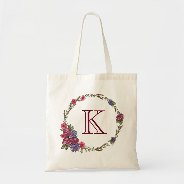 Blom- kranMonogram Tygkasse (Framsidan)