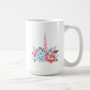 Blom- krona för vattenfärgUnicorn Kaffemugg