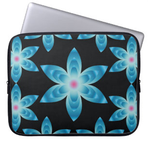Blom- laptop sleeve: Blåa blommor Fodral