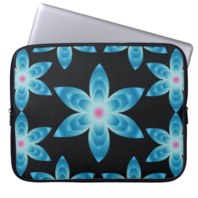 Blom- laptop sleeve: Blåa blommor Fodral (Framsidan)