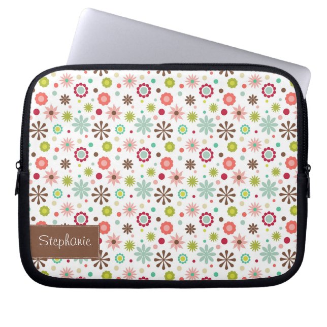 Blom- laptop sleeve för anpassade med ditt namn (Framsidan)