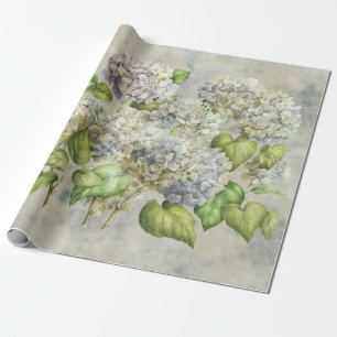 Blom- lavendel för vanlig hortensia på grå vint presentpapper