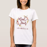 blom- maid of honorbachelorettemöhippa t shirt<br><div class="desc">Verkställer rodna rosor för vattenfärgen, burgundy, grön blommigt för vis man med guld den geometriska colorway t-skjortan för gåvan för maid of honorbröllopbröllopsresan. Den perfekta gåvan för din grandad för gran för brorson för brorsdotter för son för dotter för uncle för moster för pappa för mamma för vänsysterbroder. På trend...</div>