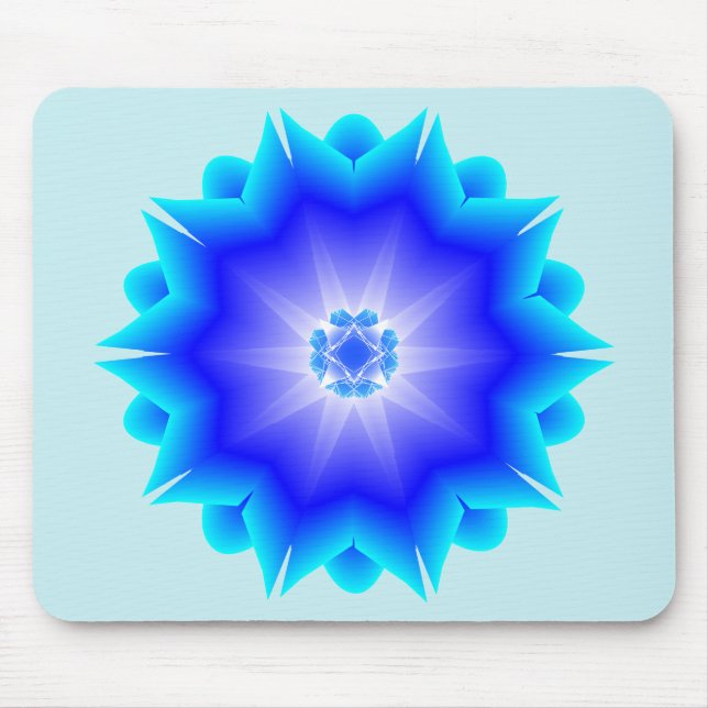Blom- Mandalablått Mousepad Musmatta (Framsidan)