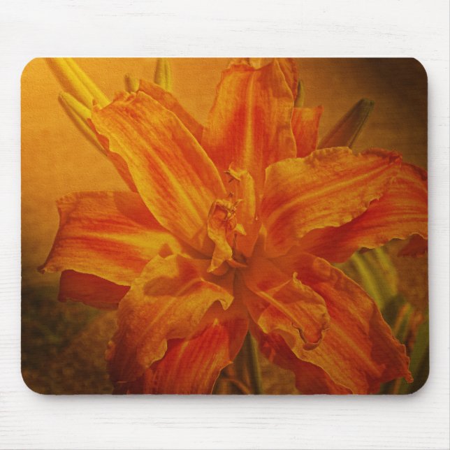 Blom med läderstruktur musmatta (Framsidan)