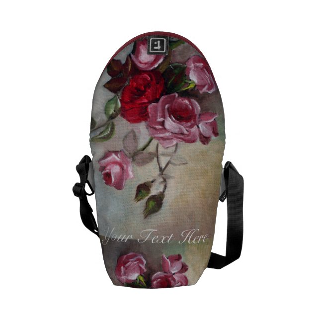 Blom- mini- messenger bag för rosor och för röd (Öppen Baksida)