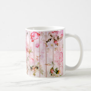 Blom- moderna stripes. för rodna rosa kaffemugg