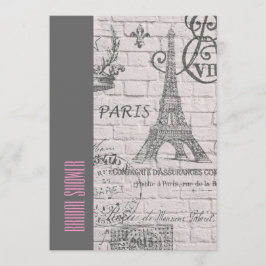 blom- möhippa för paris eiffel tornvintage inbjudningar