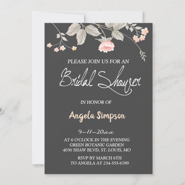 Blom- möhippakort för elegant chic vattenfärg inbjudningar (Framsida)