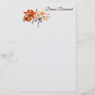 Blom- Monogram med ditt primat av brev Brevpapper
