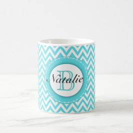 Blom- Monogrammed mönster för turkosblåttsparre Kaffemugg