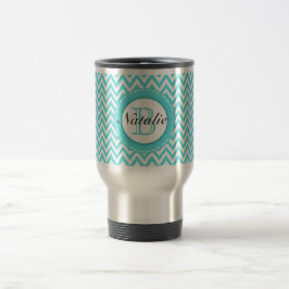 Blom- Monogrammed mönster för turkosblåttsparre Resemugg