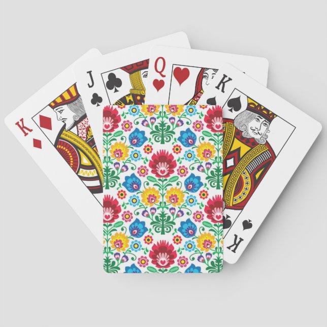 Blom- mönster för Folk konst för hjärta Casinokort (Baksidan)