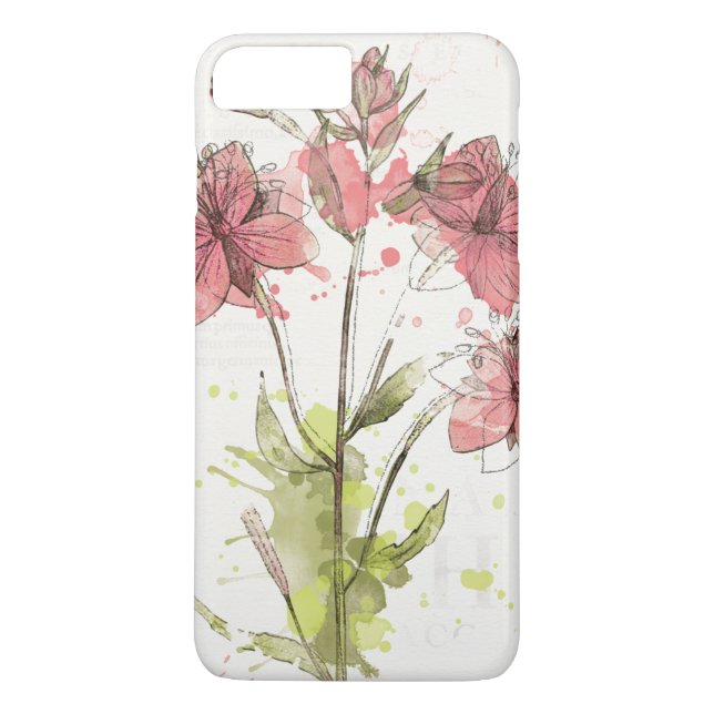 Blom- mörkt rosastänk Case-Mate iPhone skal (Baksida)
