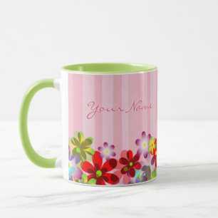 BLOM- MUGG FÖR VINTAGE, ROSA MUGG FÖR