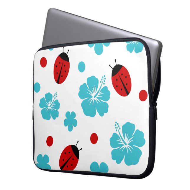 Blom- naturnyckelpigor laptop sleeve (Framsidan Vänster)