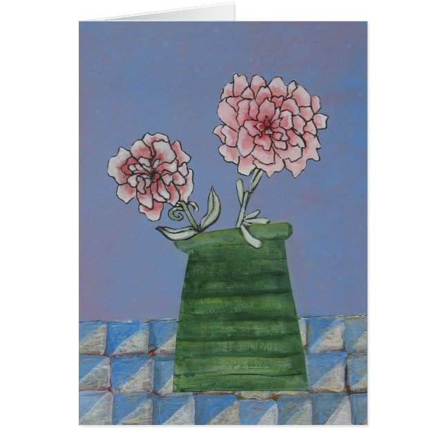 Blom- ordning för pioner hälsningskort (Framsidan)