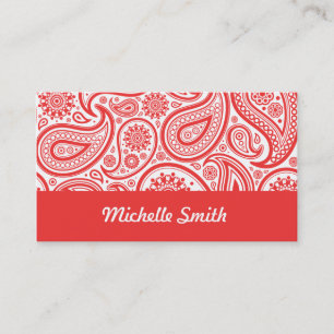 Blom- Paisley för röd vit mönster Visitkort