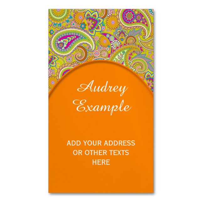 Blom- Paisley seamless mönster mig + dina idéer Visitkortmagnet (Framsida vertikal)