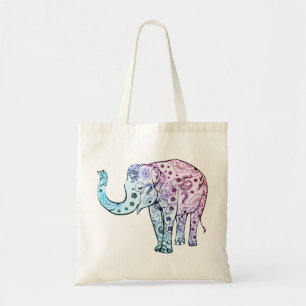 Blom- pastellfärgad bohemisk elefant tygkasse