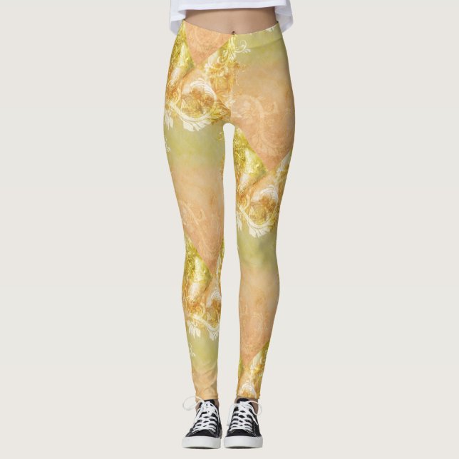 Blom- pastellfärgade diy sommarträdgårdkvinnor leggings (Framsida)