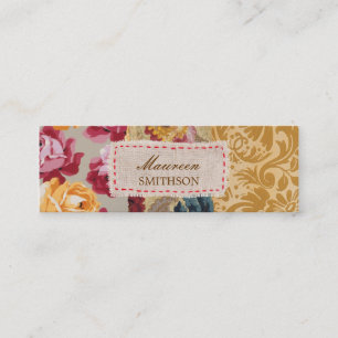 Blom- personlig för tygPatchwork (guld) Mini Visitkort