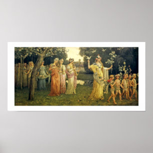 Blom- procession för art nouveau av Elisabet Poster