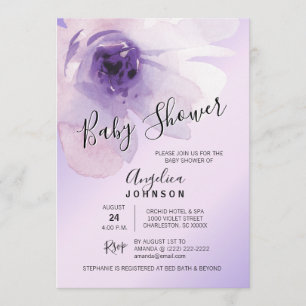 Blom- purpurfärgad lavendelbaby shower för inbjudningar