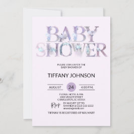 Blom- purpurfärgad lavendelbaby shower för inbjudningar