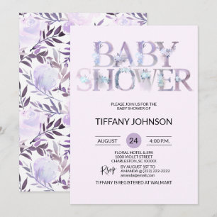 Blom- purpurfärgad lavendelbaby shower för inbjudningar