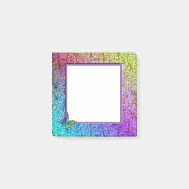 [Blom- ram för regnbåge] abstrakt w/Butterfly Post-it Block (Framsida)