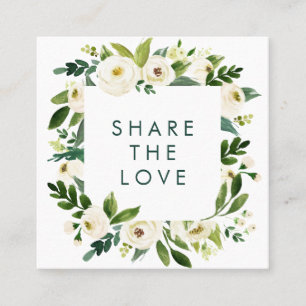 Blom- ram för romantisk vattenfärgvit rabattkort