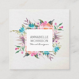 Blom- ramvattenfärgvisitkort fyrkantigt visitkort
