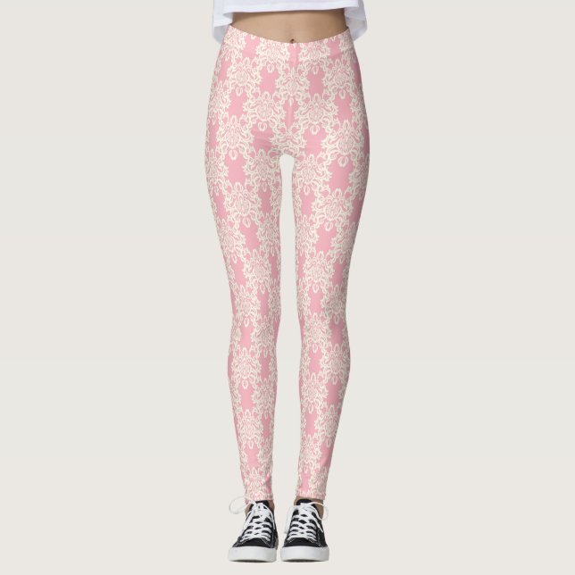 Blom- retro damast leggings (Framsida)
