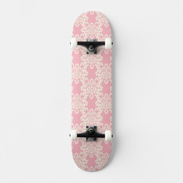 Blom- retro damast old school skateboard bräda 21,6 cm (Framsida)