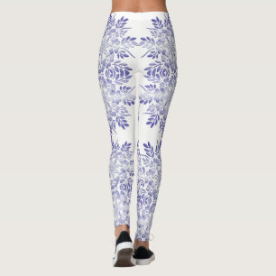 Blom- retro grungemarinmönster leggings