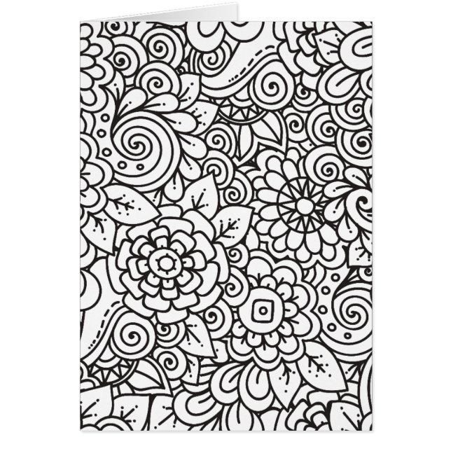 Blom- Retro klotter Hälsningskort (Framsidan)