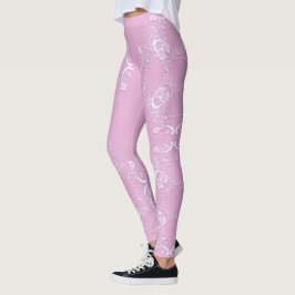 Blom- retro rosasnöredesign leggings