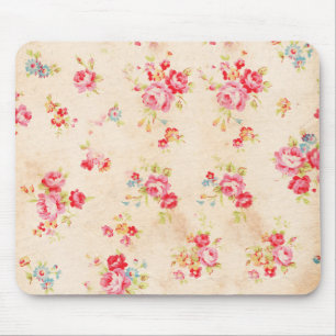 Blom- ro för blått för rosor för vintageshabby musmatta