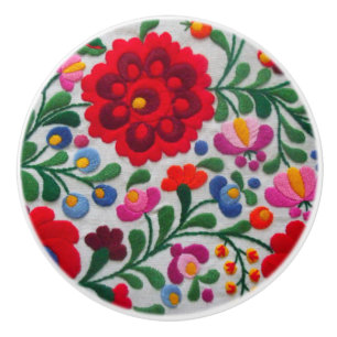 Blom- röd djärv färgCoco för mexicansk broderi Knopp