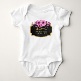 Blom- rosa guld- Monogramnamn för gullig Tee