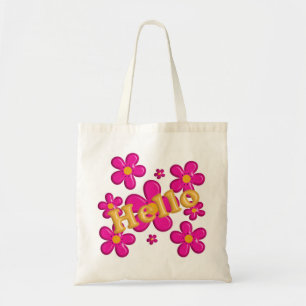 Blom- rosa inslag. Hello. Tygkasse